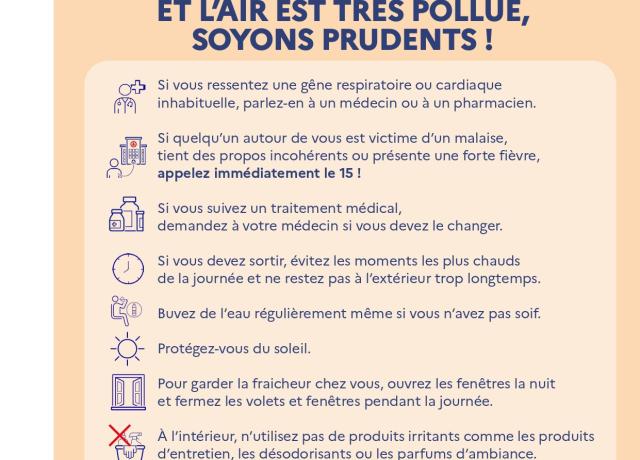 Recommandations sanitaires en cas d'épisodes de pollution de l'air et de canicule